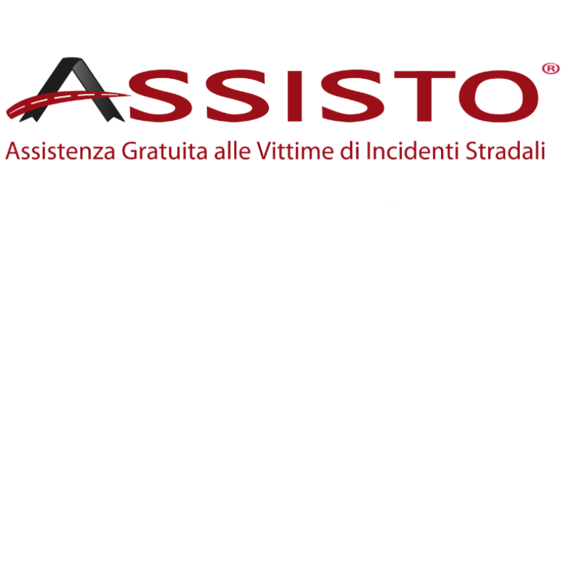 Logo della Società Assisto (Assistenza gratuita delle vittime di incidenti stradali) con scritta in rosso.